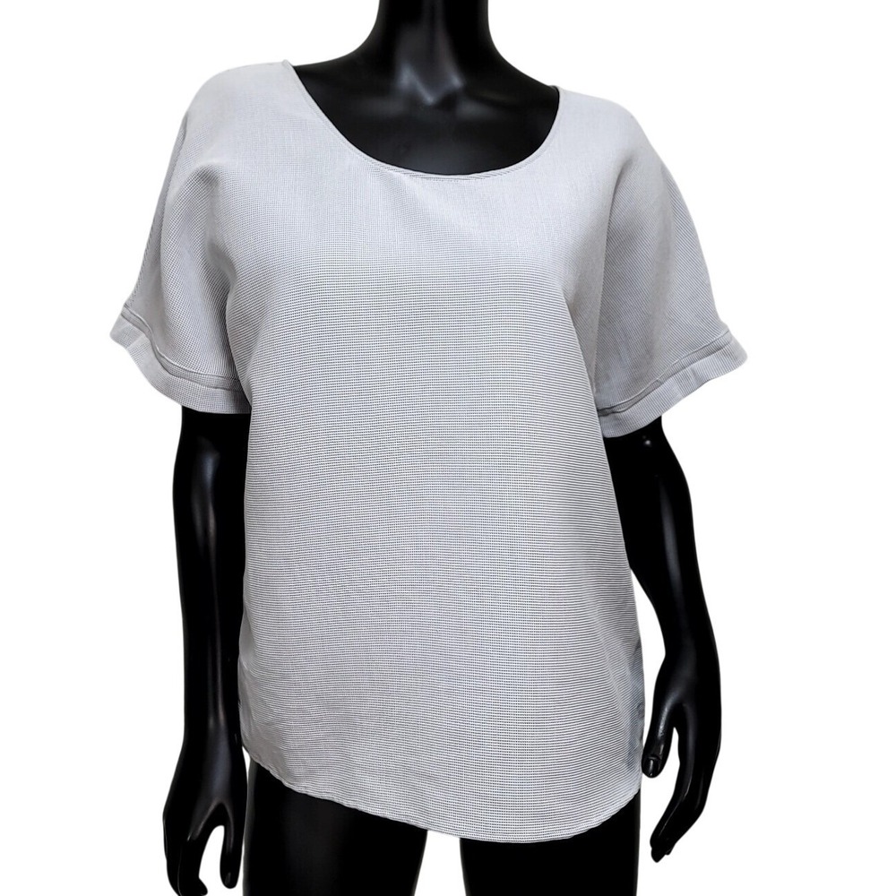 Armani Jeans Womens Light Gray Micro Check Boxy Scoop Neck Top 3Y5H06 US8 44